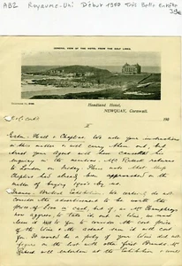 Royaume-Uni - Newquay - Très Belle Entête d'un Hotel vers 1900 A Voir !!!!!!!!!! - Imagen 1 de 1