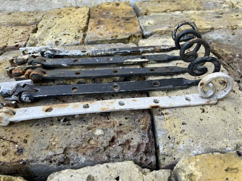 5 Antique Victorian Art Deco Casement Window Stay Latch Handles Monkey Tail Cover