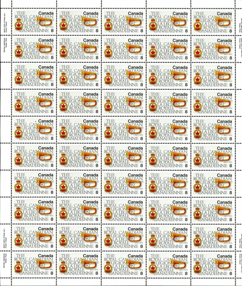 Canada Stamp SHEET#680i - Legion Emblem and Bugle (1975) 8¢ LF - Image 1 of 1