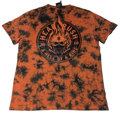 HEAD RUSH A HELL OF A RIDE Hombres 2XL Naranja TIE DYE T-Shirt NUEVO Foto 1 de 4