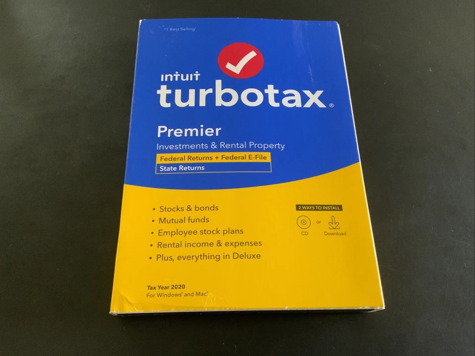Turbotax Premier Investments and Rental Property (Federal Returns + Federal E-File + State Returns) 2020 Tax Year Software (608716)
