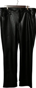 NYDJ Sculpt-Her Lift Tuck Pants Size 14 High Waist Faux Leather Black Stretch - Picture 1 of 8