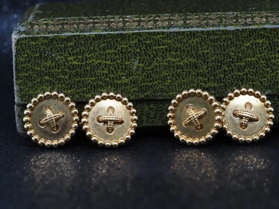 Gemelos Cartier Art Deco de los años 30 de oro amarillo de 18 quilates con patrón X Foto 1 de 4