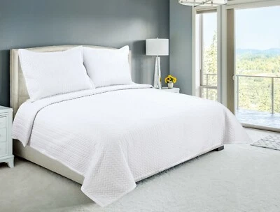 Вышитая хлопковая смесь ультрамягкое постельное белье покрывало лоскутное одеяло комплект геометрический дизайн - Изображение 1 из 4