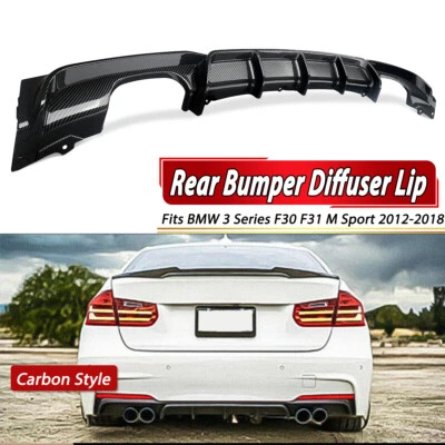 Carbon Fiber PP Rear Bumper Diffuser Lip For BMW F30 325i 335i M-Sport 2012-2018 Foto 1 de 4
