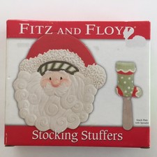 Fitz and Floyd Santa Snack Plate Stocking Spreader Stocking Stuffers 2007