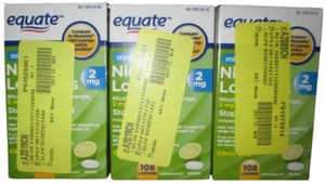 3 pk NIB Equate Nicotine Polacrilex 108 mini Lozenges 2mg Lime Stop Smoking 2/25 - Picture 1 of 2