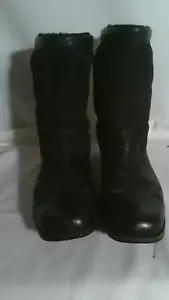Women's UGG 5592 Black Leather Brookfield Short Sheepskin Cuffable Boots US 9.5 - Picture 1 of 11