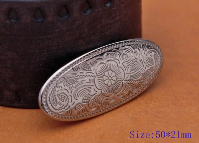10PCS Silver Plated Western Engraved Floral Leathercraft Oval Conchos Screwback - Image 1 of 4