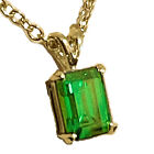 CLEARANCE NEW 2 Piece Set GOLD Plate 24" ROLO Chain Necklace & Green Pendant