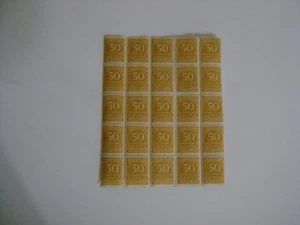 DEUTSCHES REICH 50 TAUSEND MARK  BLOCK OF 25 INFLATION STAMPS/GERMANY VTG UNUSED - Picture 1 of 1