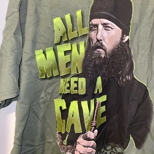 Duck Dynasty Men’s T-shirt All Man Need A Cave Green Big XXXL Jase Robertson New - Picture 1 of 4