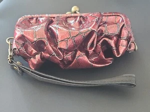 Bolso sin asas vintage raro Simply Vera Wang cocodrilo rojo correa de muñeca - Imagen 1 de 7