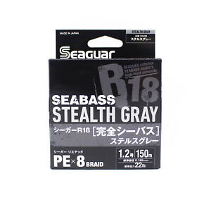 Seaguar P.E Line R18 Seabass 150m Size 1.2 22lb Stealth Gray (8269)