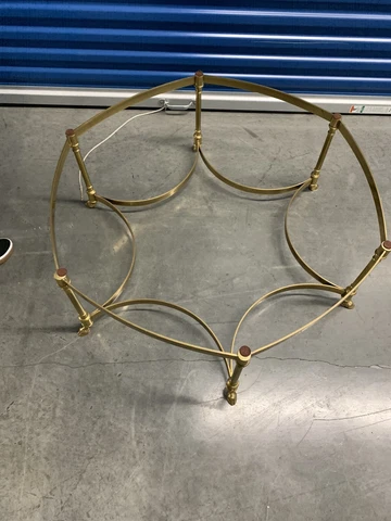 Vintage Labarge Brass Hoof Foot Hollywood Regency Hexagonal Glass Coffee Table Cover