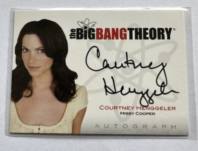 THE BIG BANG THEORY HARD SIGNED CARD OF COURTNEY HENGGELER WHO PLAYED MISSY . - Image 1 of 2