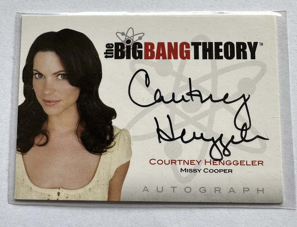 THE BIG BANG THEORY HARD SIGNED CARD OF COURTNEY HENGGELER WHO PLAYED MISSY . - Image 1 of 2