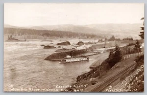 1920 RPPC Cascade Locks OR HCRH Sternwheeler Paddleboat Locks Submerged Postcard - Picture 1 of 3