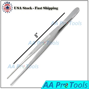 8" Tweezers - Non-Serrated Stainless Steel Dental Surgical Forceps DS-1442 - Picture 1 of 3