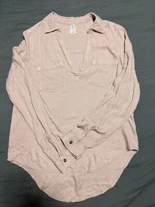 Mudd Long Sleeve V Neck Shirt Womens Size XS Solid Pull Over Tunic - Picture 1 of 3