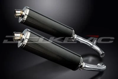 Silenciadores ovalados de fibra de carbono Delkevic 18" escape Honda VTR1000F Super Hawk 97-03 Foto 1 de 3