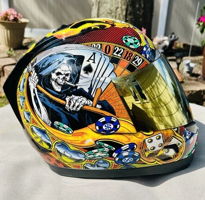 Icon Alliance Lucky Lid/Full Face Helmet/Mirrored Visor/Grim Reaper/Size XS - Image 1 of 4