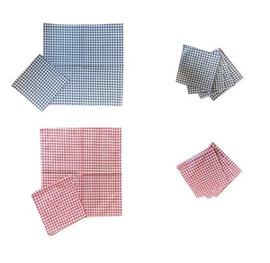 Traditionelle Gingham Servietten 10er Pack Baumwolle kariert rot oder blau Servietten - Bild 1 von 6