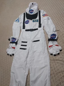 NASA Fluganzug Kostüm weiß komplett mit Handschuhen und Mütze Jugend Größe 6-8  - Bild 1 von 11