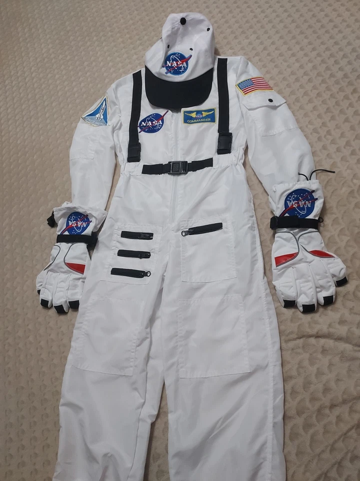 Traje de Vuelo NASA Disfraz Blanco Completo con Guantes y Sombrero Juvenil Talla 6-8  Foto 1 de 4