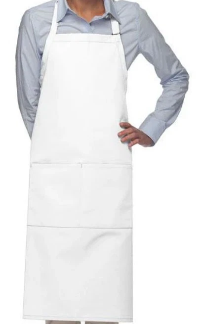 Daystar Apron Style  w/pocket bib butcher aprons ~ WHITE - FREE SHIPPING - Image 1 of 1