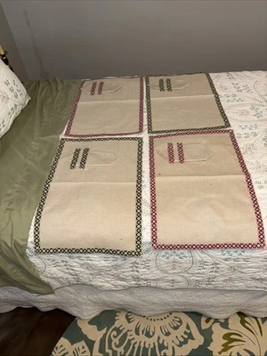 4 Vintage Handmade Placemats With Napkins - Image 1 of 4
