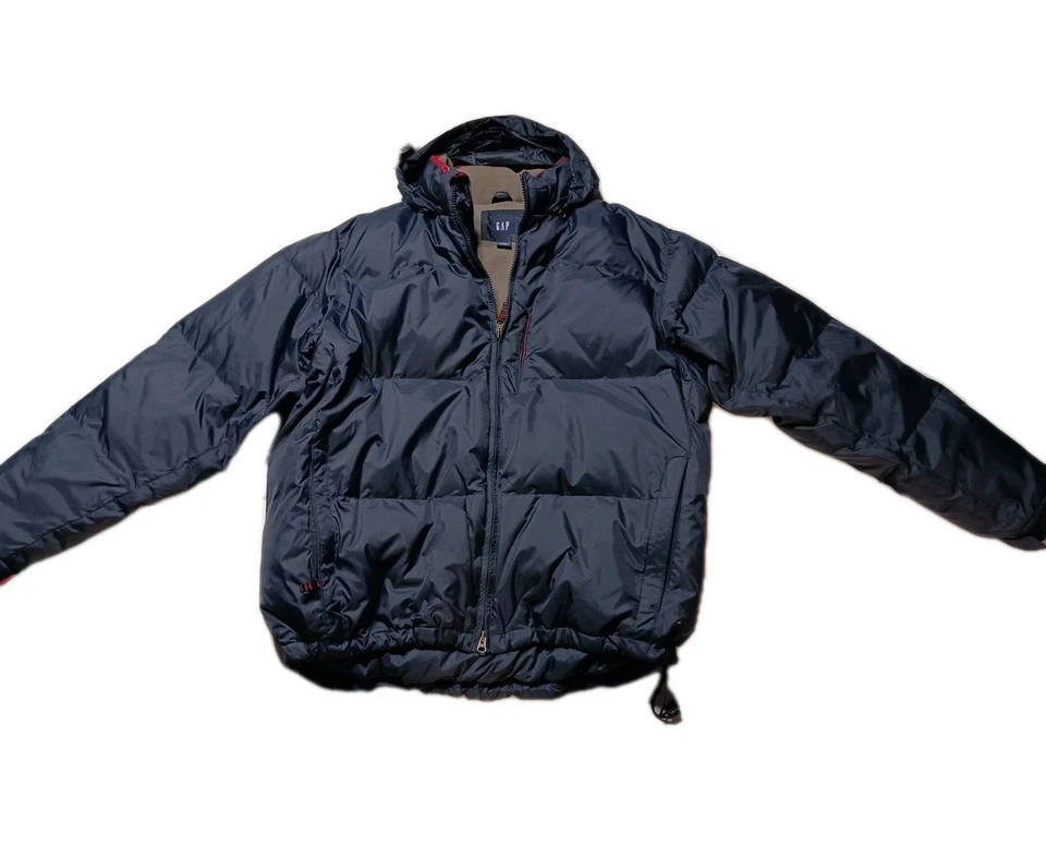 Chaqueta acolchada con capucha azul marino vintage Y2K Gap Down para hombre talla XXL Foto 1 de 4