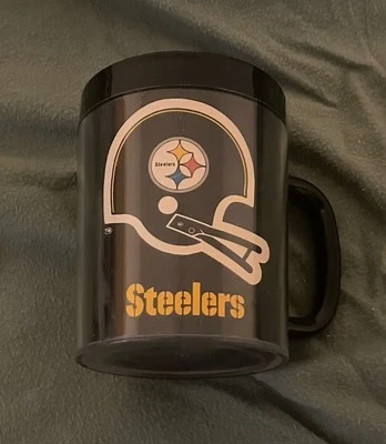 Vintage 1976 Pittsburgh Steelers Thermo-Serv Insulated Plastic Coffee Mug Cup - Image 1 of 4