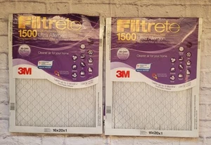 (2) 3M Filtrete 1500 Ultra Allergen, Mold, Bacteria & Virus Filter 16X20x1 - Picture 1 of 10