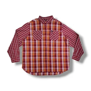 Rocawear Button Down Red/Orange Plaid Long Sleeve Shirt Street Wear Men's 3XL - Picture 1 of 15