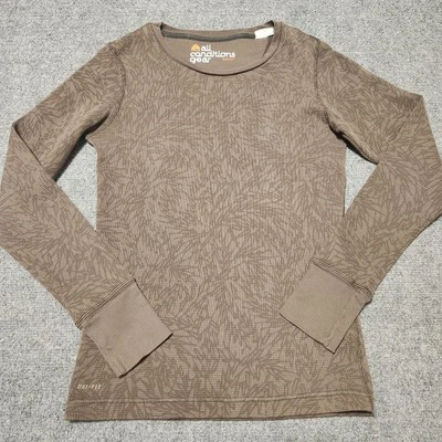 Nike ACG Shirt Womens Medium Brown AOP Thermal Outdoors Hiking Crewneck - Image 1 of 4