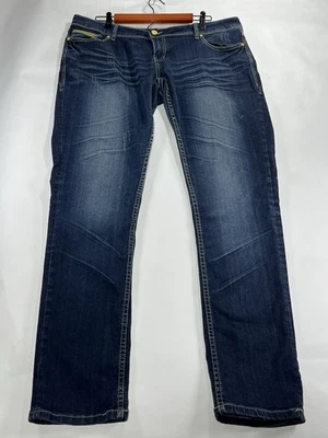 Coogi Stretch Jeans Womens Sz 15/16 Embroidered Rainbow Hip Hop Retro Whiskering - Image 1 of 4