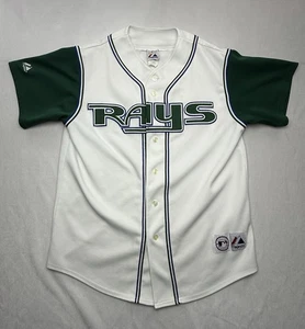 Maglia Majestic Vintage Tampa Bay Devil Rays Adulto L Bianco Verde MLB Baseball - Foto 1 di 6