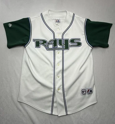 Majestic Camiseta De Colección Tampa Bay Devil Rays Adulto L Blanco Verde MLB Béisbol Foto 1 de 4