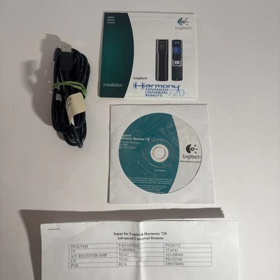Logitech Harmony 720 Remote Installation/software CD And Manual W/ USB chord - Image 1 of 4