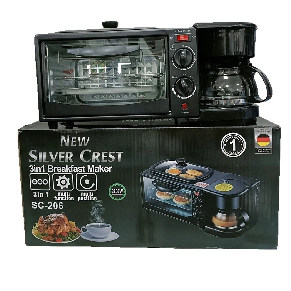 3-in-1 Multifunktions Toaster Ofen Frühstücksmaschine Kaffeemaschine Griddle - Bild 1 von 4