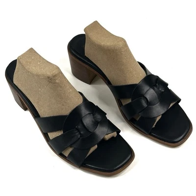 M by Bruno Magli Aria Slide Sandal Black Leather Women's Size 9M Block Heel New - Image 1 of 4
