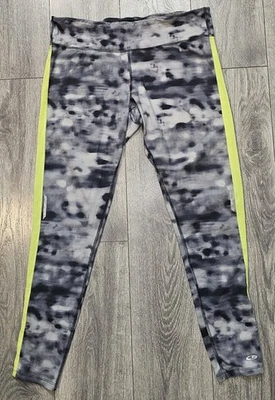 Leggings al tobillo Champion Duo Dry Tie Dye negros blancos neón amarillo rayas laterales XL Foto 1 de 4