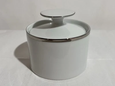 Thomas Germany Zuccheriera con Coperchio Medaglione Medaglione Spessa Fascia Platino Bianco - Immagine 1 di 4