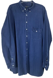 Ralph Lauren Indigo Oxford Hemd Herren 2XLT Navy Blau Langarm Button Down - Bild 1 von 14