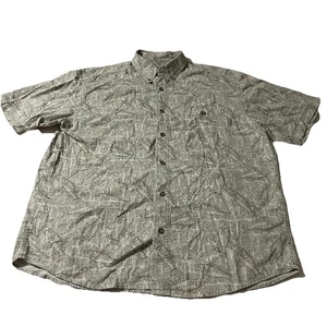 Vintage 90s Woolrich All Over Print Fish Short Sleeve Button Up Shirt 2XL - Picture 1 of 5