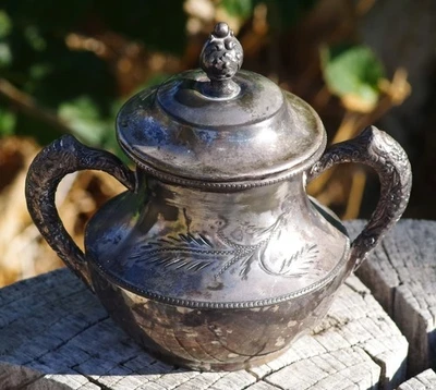 Antiguo azucarero Great Northern Railway Art Nouveau hecho en EE. UU. 1890 Foto 1 de 4