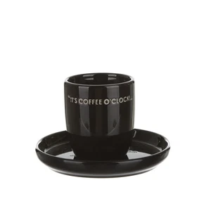 KASANOVA Tazzina caffè con piattino nero con scritta 135 ml nero - Foto 1 di 4