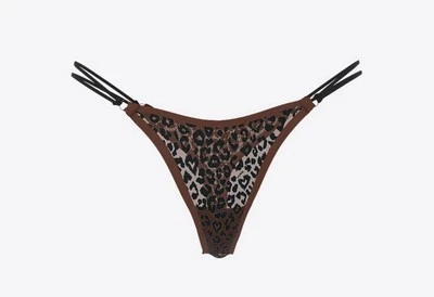 Tanga Victoria's Secret “ROSA” malha micro tiras ganache leopardo grande - Imagem 1 de 4