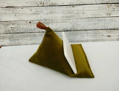 NEW Handmade Tablet Velvet Moss Green Pillow Ipad Cushion Stand Kindle beanbag - Image 1 of 4